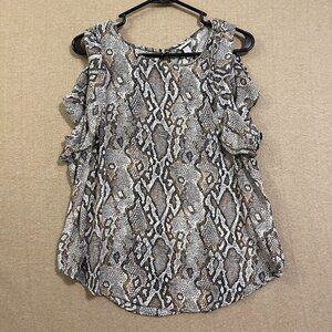 A New Day Blouse Women's XL Black, Brown & White Sleeveless